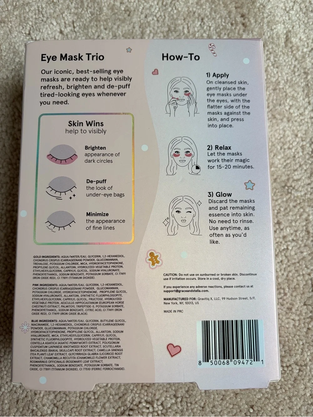 New grace & stella Let It Glow Eye Mask Trio